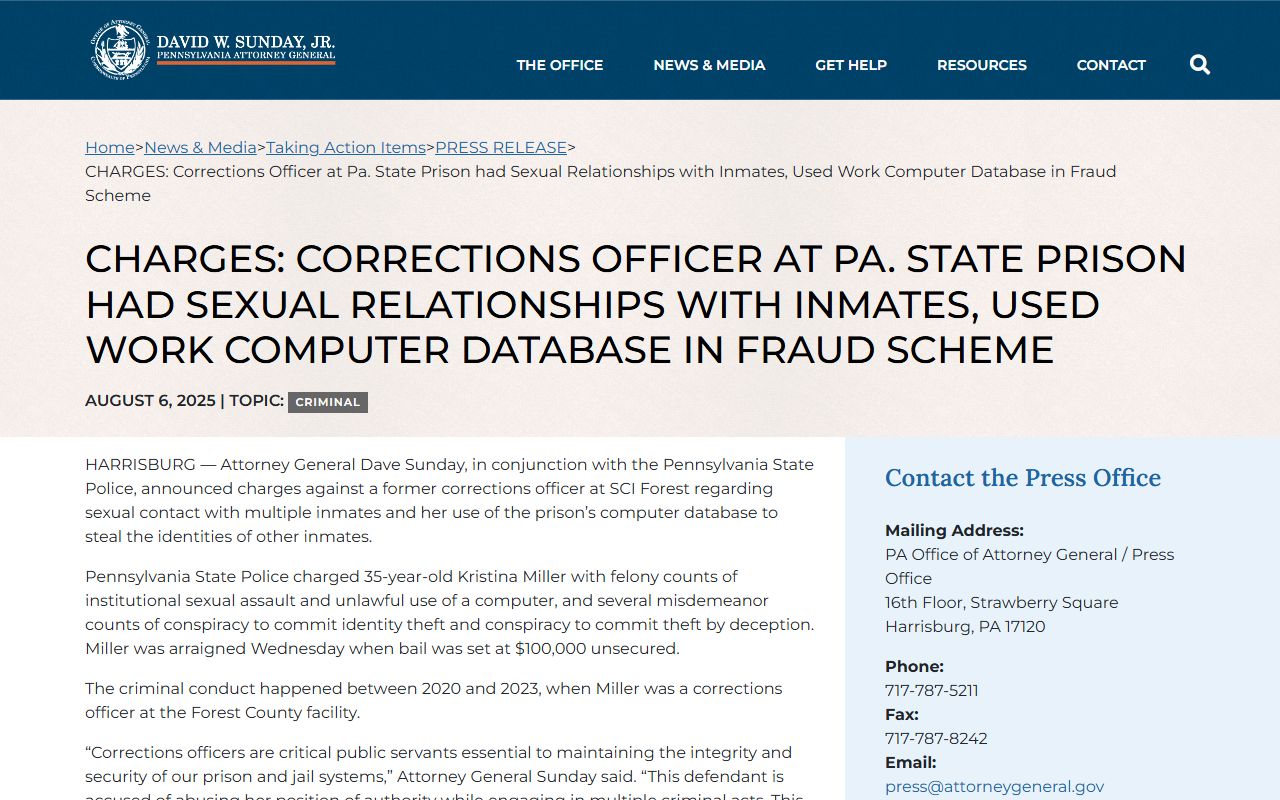 Pennsylvania criminal prosecution context for Forest County charges