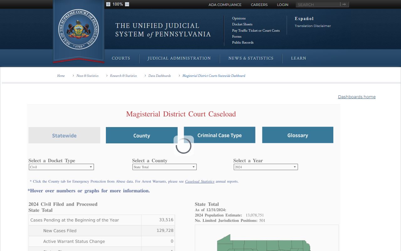 Forest County magisterial district court access for traffic and summary dockets