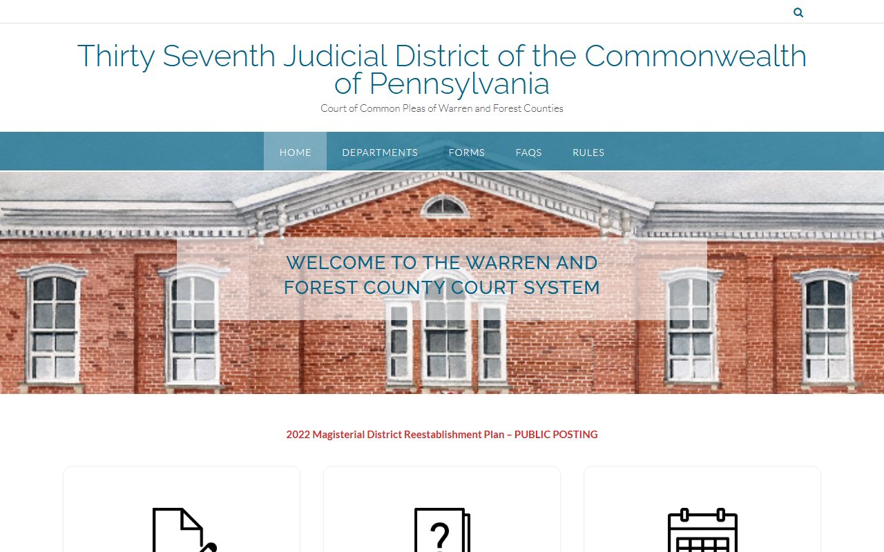 Forest County and Warren Court of Common Pleas overview from the 37th Judicial District