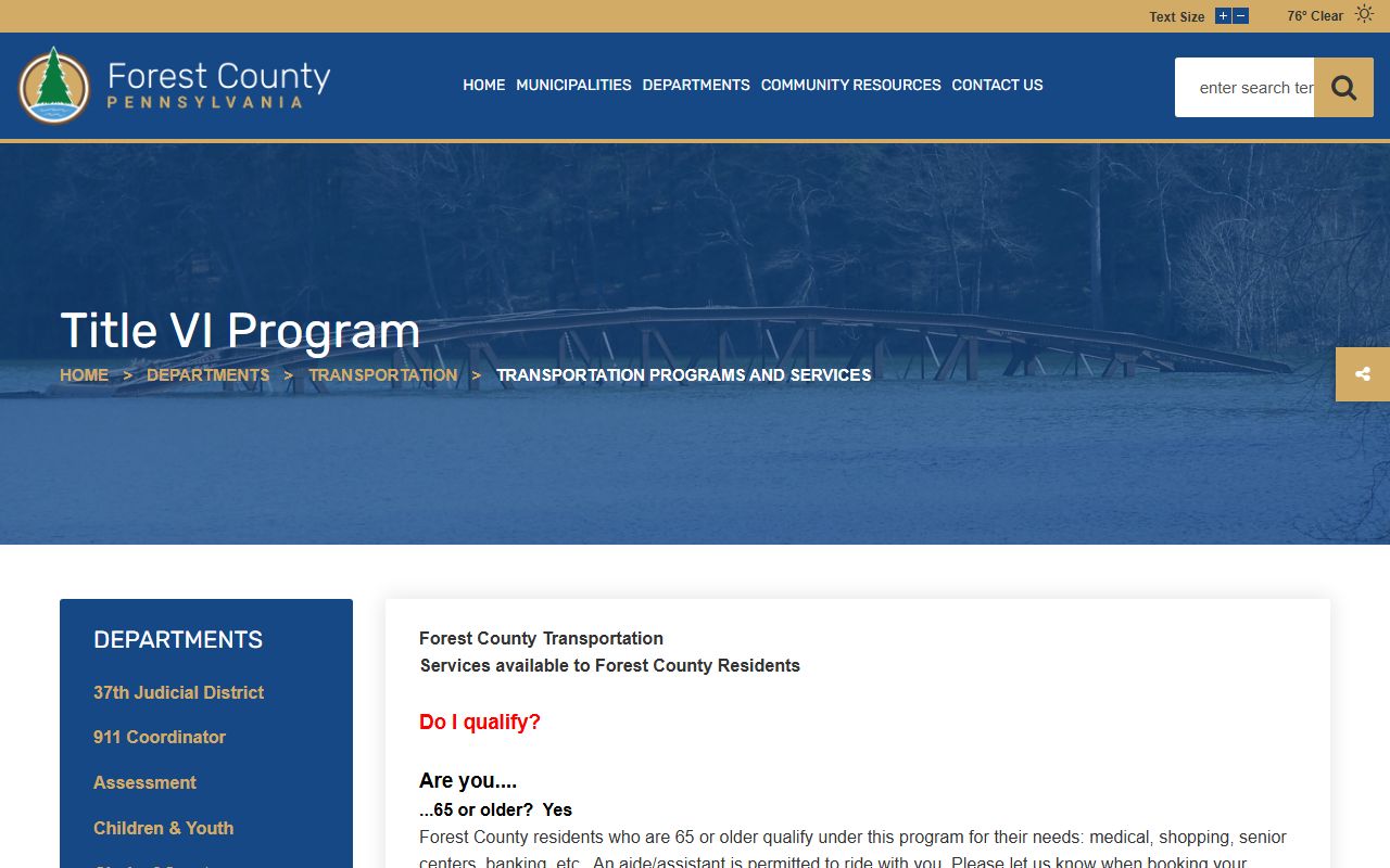 Forest County courthouse transportation and transportation support contact detail