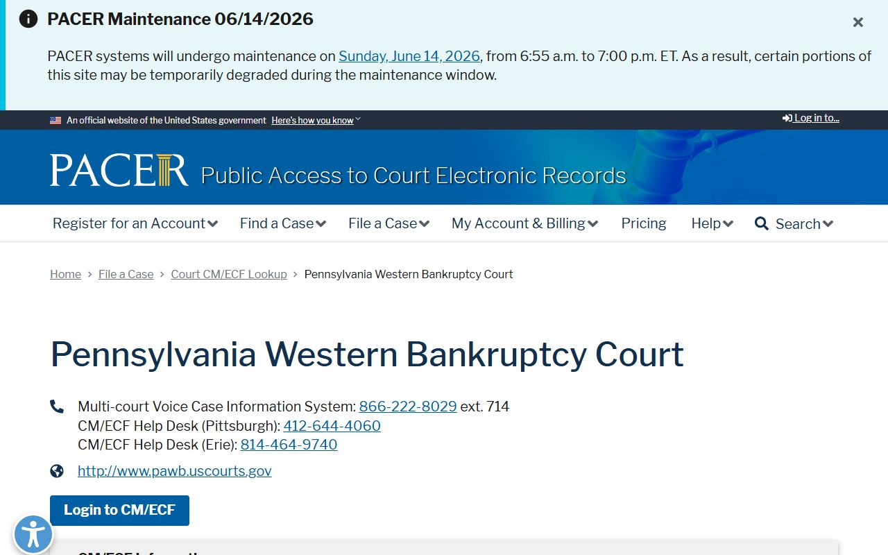 Court filing and access pathway for Forest County and federal district context