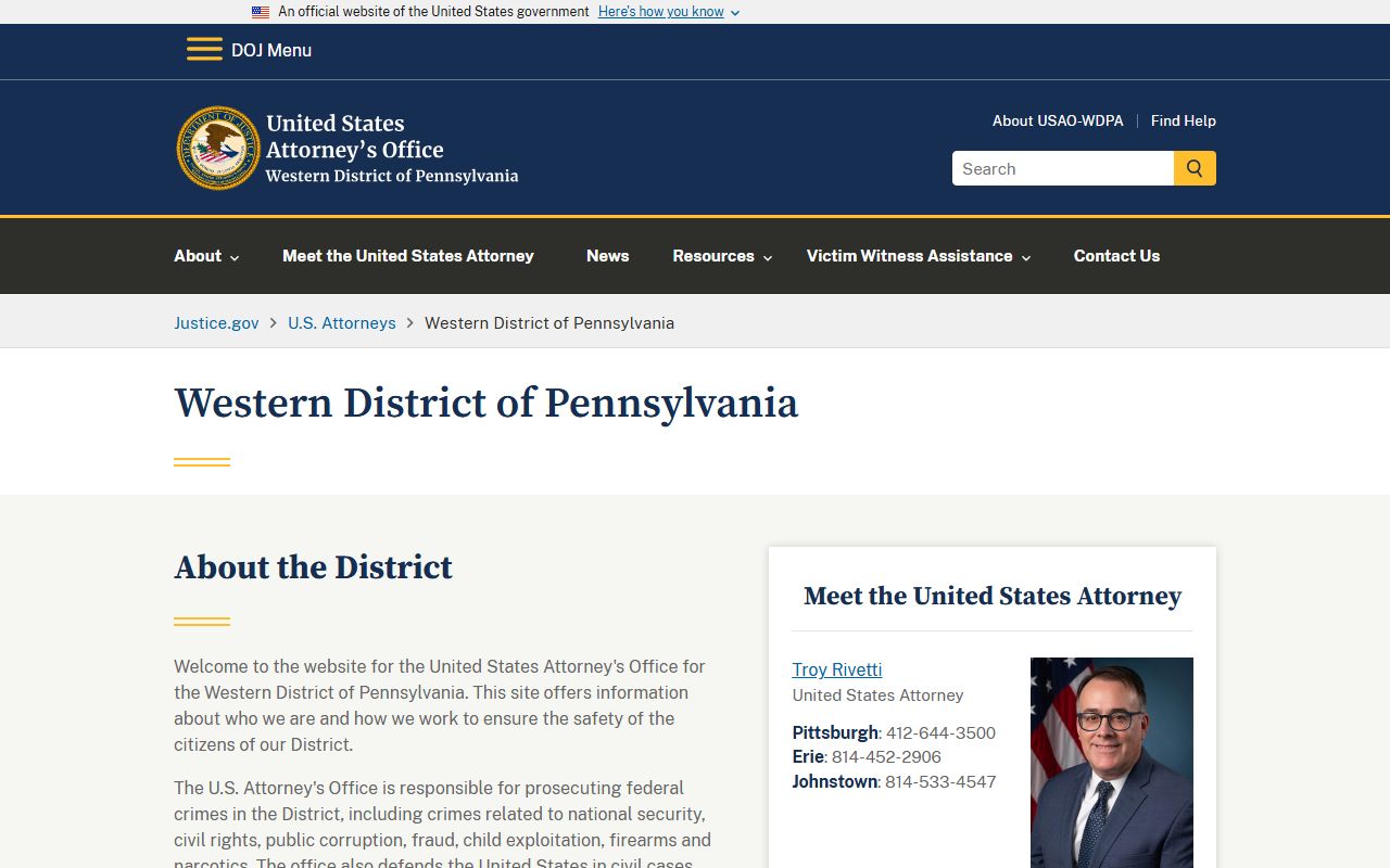 PA federal prosecution context used for criminal and related filings
