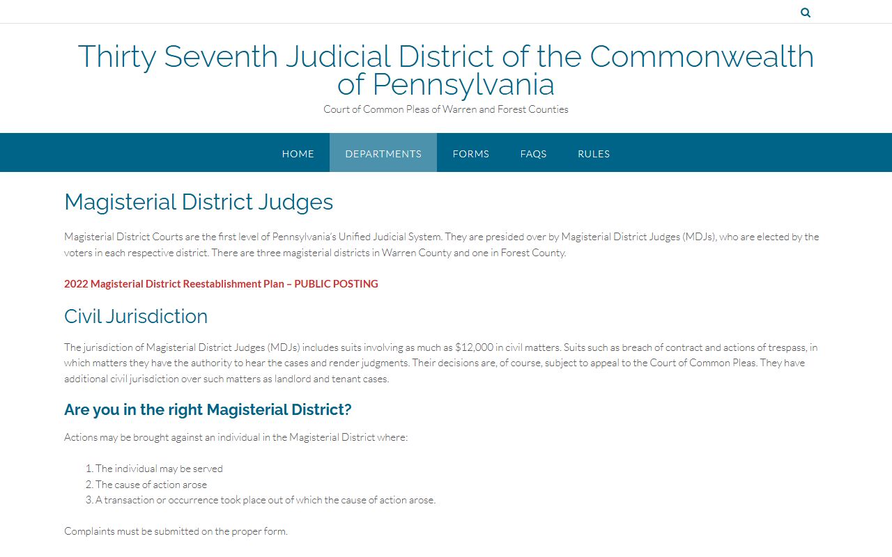 37th Judicial District forms and court process references